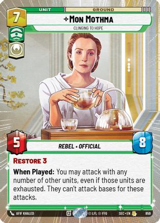 Mon Mothma - Clinging to Hope (Hyperspace Foil) (859) - Secrets of Power Foil