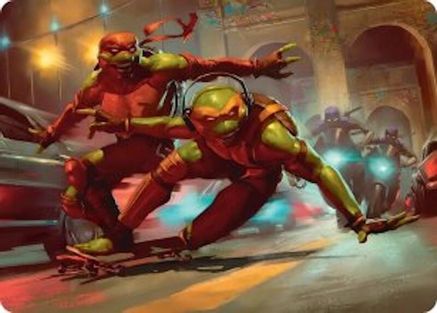 Raph & Mikey, Troublemakers Art Card (ASTMT-017) - Art Series: Teenage Mutant Ninja Turtles