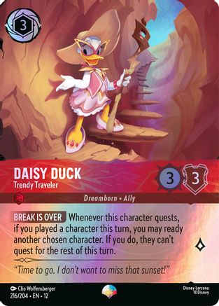 Daisy Duck - Trendy Traveler (Epic) (216/204) - Wilds Unknown Holofoil