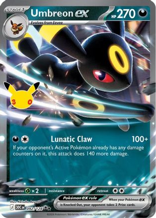 Umbreon ex 092/128  - Holofoil ME 30th Celebration - Double Rare