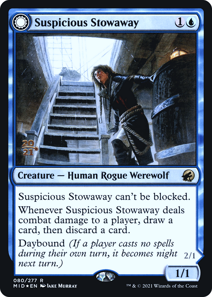 Suspicious Stowaway (PRE-080) - Innistrad: Midnight Hunt Promos: (Double Faced Transform) Foil