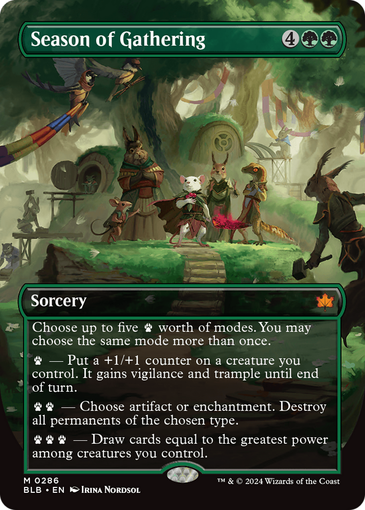 Season of Gathering (Borderless) (BLB-286) - Bloomburrow: (Showcase) (Borderless) Foil