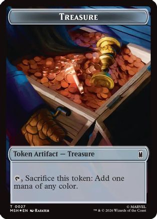Treasure (027) // Bird (021) Double-Sided Token (Surge Foil) (MSC-27 // 21) - Commander: Marvel Super Heroes Foil