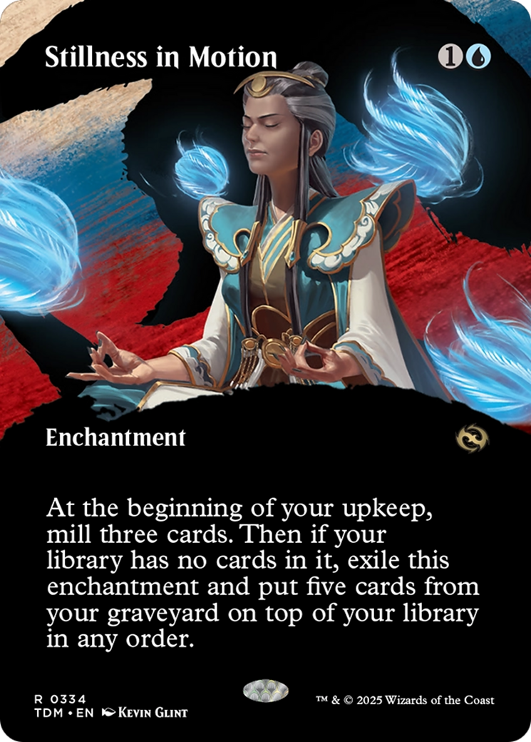 Stillness in Motion (Borderless) (TDM-334) - Tarkir: Dragonstorm: (Showcase, enchantment) (Borderless) Foil
