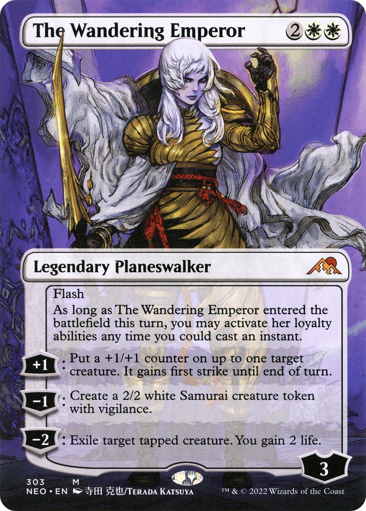 The Wandering Emperor (Borderless) (NEO-303) - Kamigawa: Neon Dynasty (Borderless) Foil