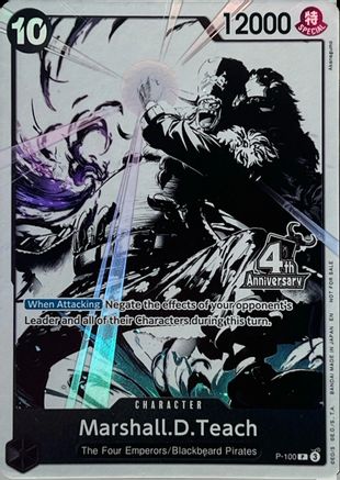 Marshall.D.Teach (4th Anniversary Treasure Campaign Pack) (P-100) - One Piece Promotion Cards Foil
