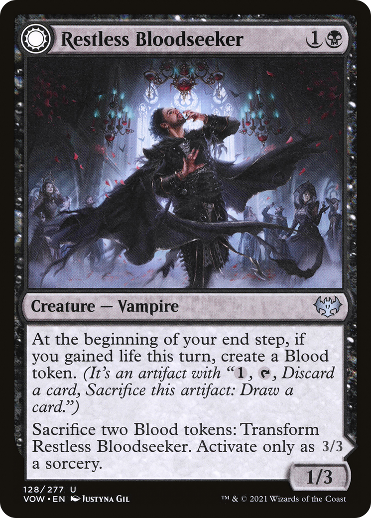 Restless Bloodseeker (VOW-128) - Innistrad: Crimson Vow: (Double Faced Transform) Foil