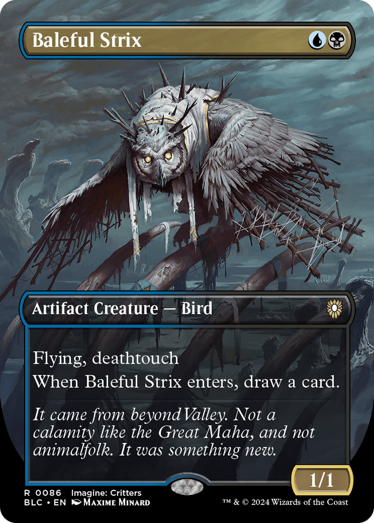 Baleful Strix (Borderless) (BLC-086) - Bloomburrow Commander (Borderless)