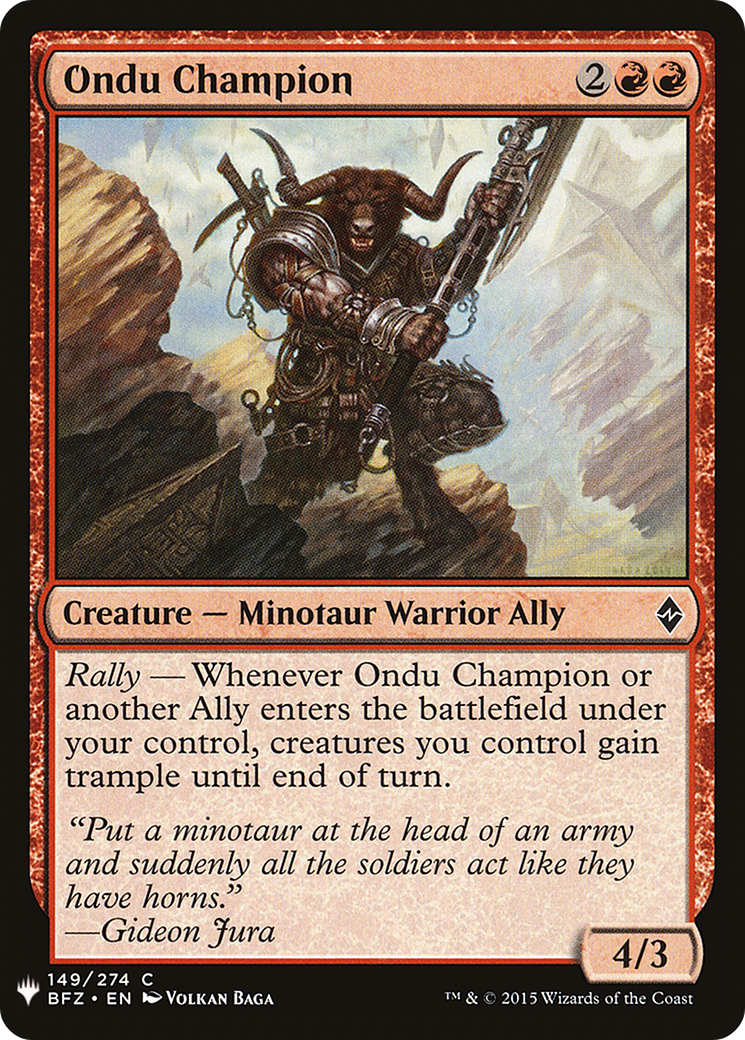 Ondu Champion (LIST-BFZ-149) - The List