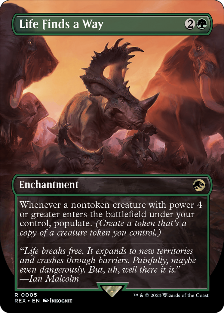 Life Finds a Way (Borderless) (REX-005) - Jurassic World Collection (Borderless) Foil