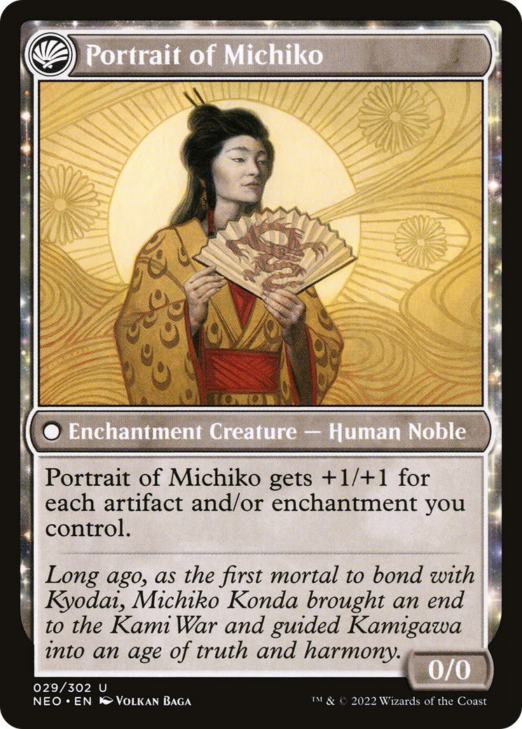 Michiko's Reign of Truth (NEO-029) - Kamigawa: Neon Dynasty: (fandfc, enchantment) Foil