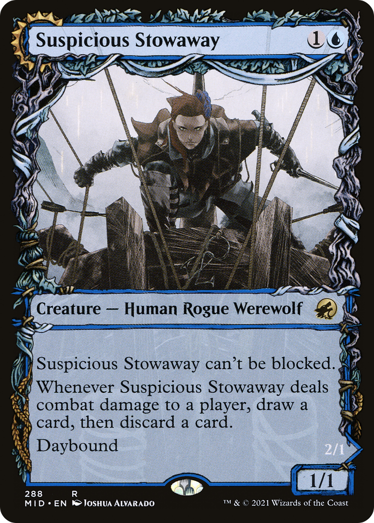 Suspicious Stowaway (Showcase) (MID-288) - Innistrad: Midnight Hunt: (Showcase, Double Faced Transform)