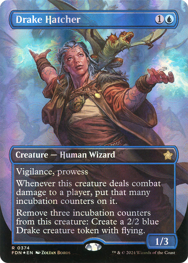 Drake Hatcher (Borderless) (Mana Foil) (FDN-374) - Foundations (Borderless) Foil