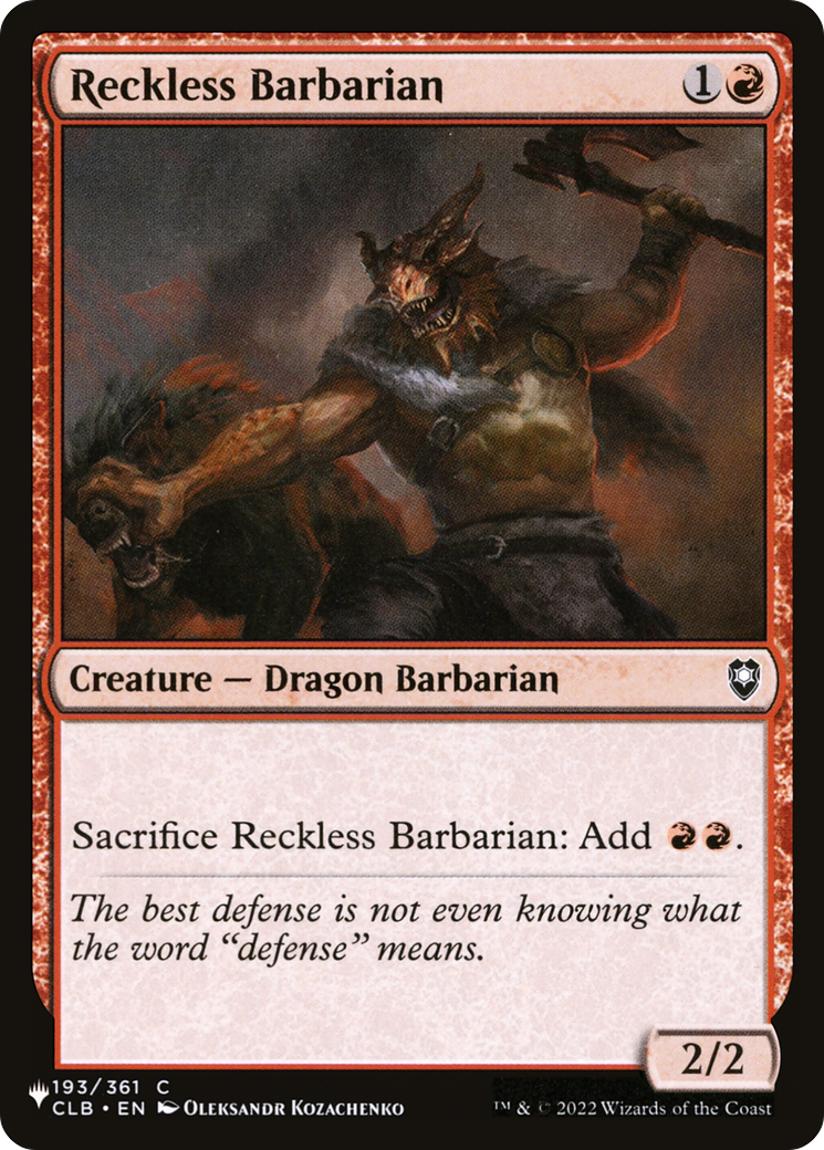 Reckless Barbarian (LIST-193/361) - The List