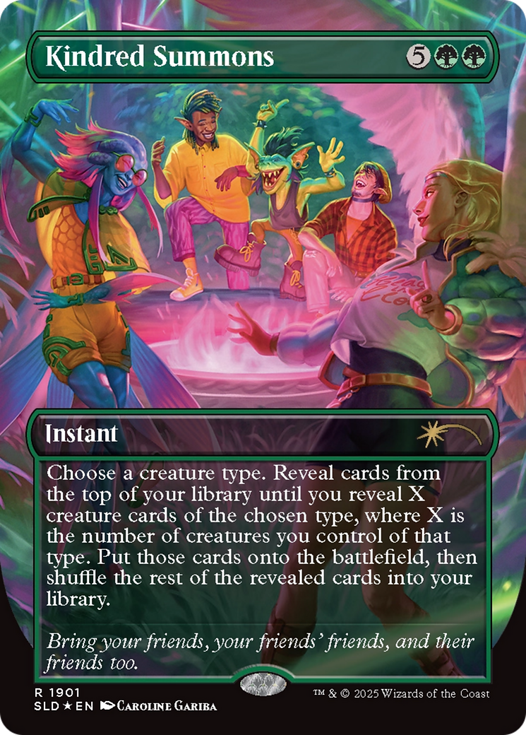 Kindred Summons (Double Rainbow Foil) (SLD-1901) - Secret Lair Drop (Borderless) Foil