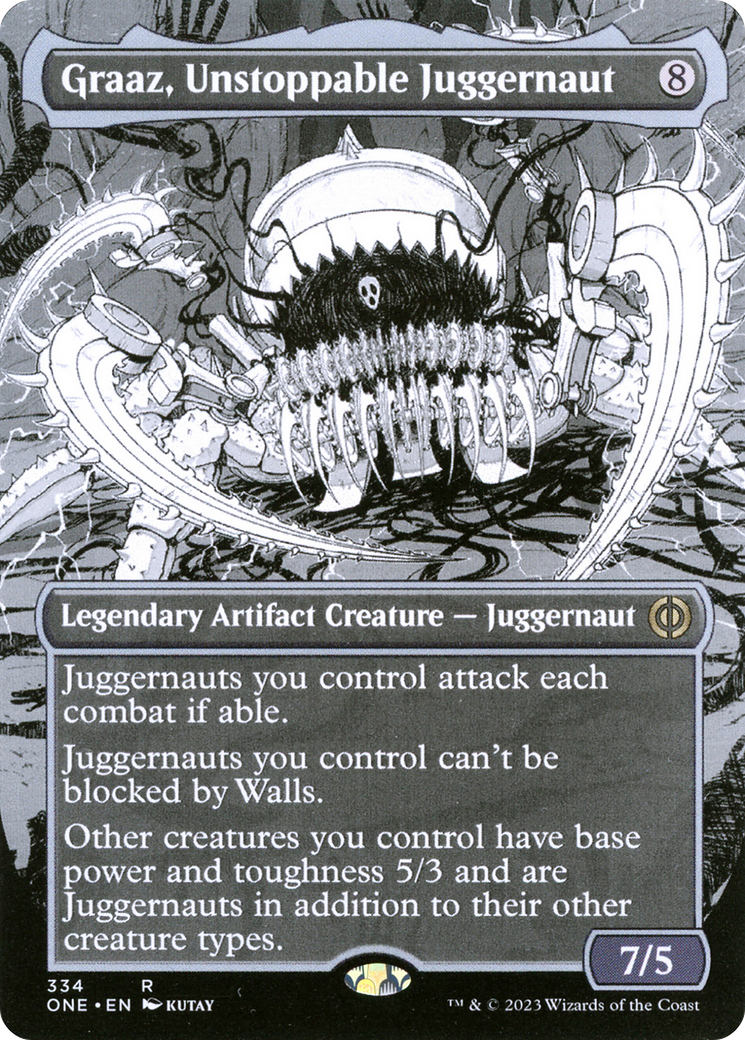Graaz, Unstoppable Juggernaut (Borderless) (ONE-334) - Phyrexia: All Will Be One: (Showcase) (Borderless) Foil