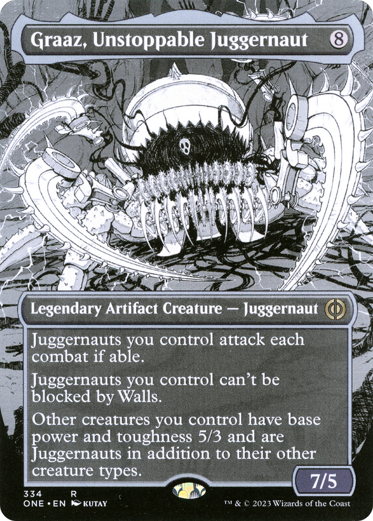 Graaz, Unstoppable Juggernaut (Borderless) (ONE-334) - Phyrexia: All Will Be One: (Showcase) (Borderless)