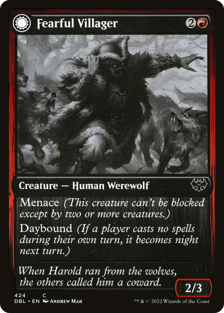 Fearful Villager (DBL-424) - Innistrad: Double Feature: (Double Faced Transform) Foil