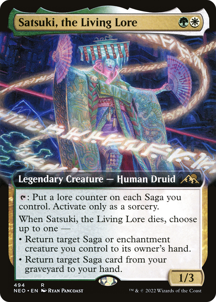 Satsuki, the Living Lore (Extended Art) (NEO-494) - Kamigawa: Neon Dynasty: (Extended Art) Foil