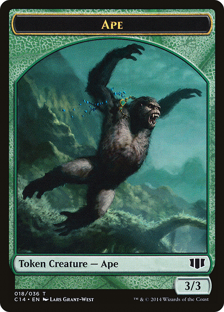 Ape // Zombie (Blue) Double-sided Token (C14-18 // 11) - Commander 2014 Tokens