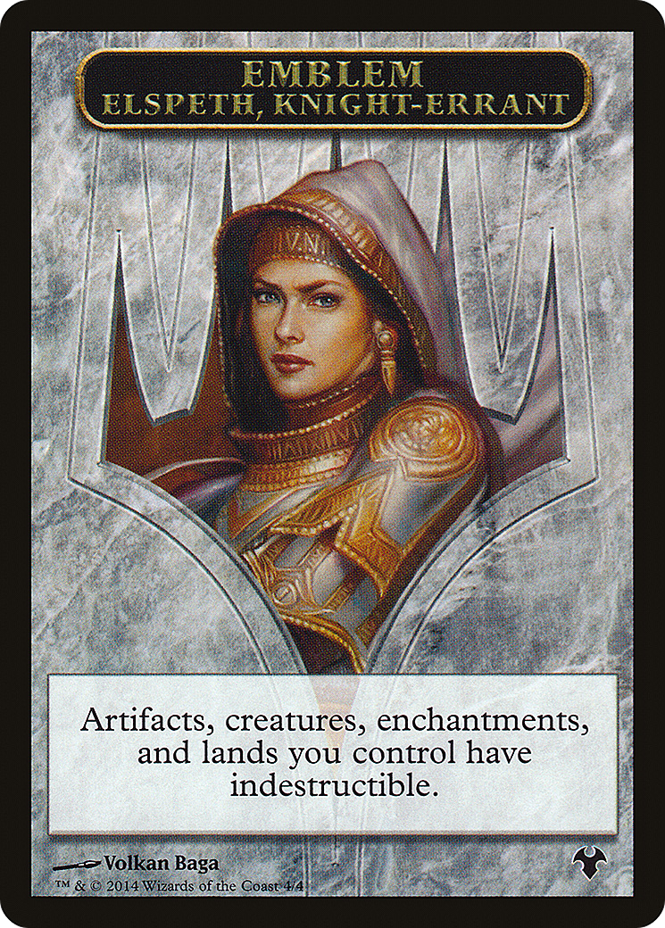 Emblem - Elspeth, Knight-Errant // Soldier Double-Sided Token (MD1-4 // 1) - Modern Event Deck 2014 Tokens