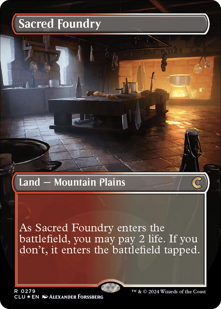 Sacred Foundry (Borderless) (CLU-279) - Ravnica: Clue Edition (Borderless) Foil