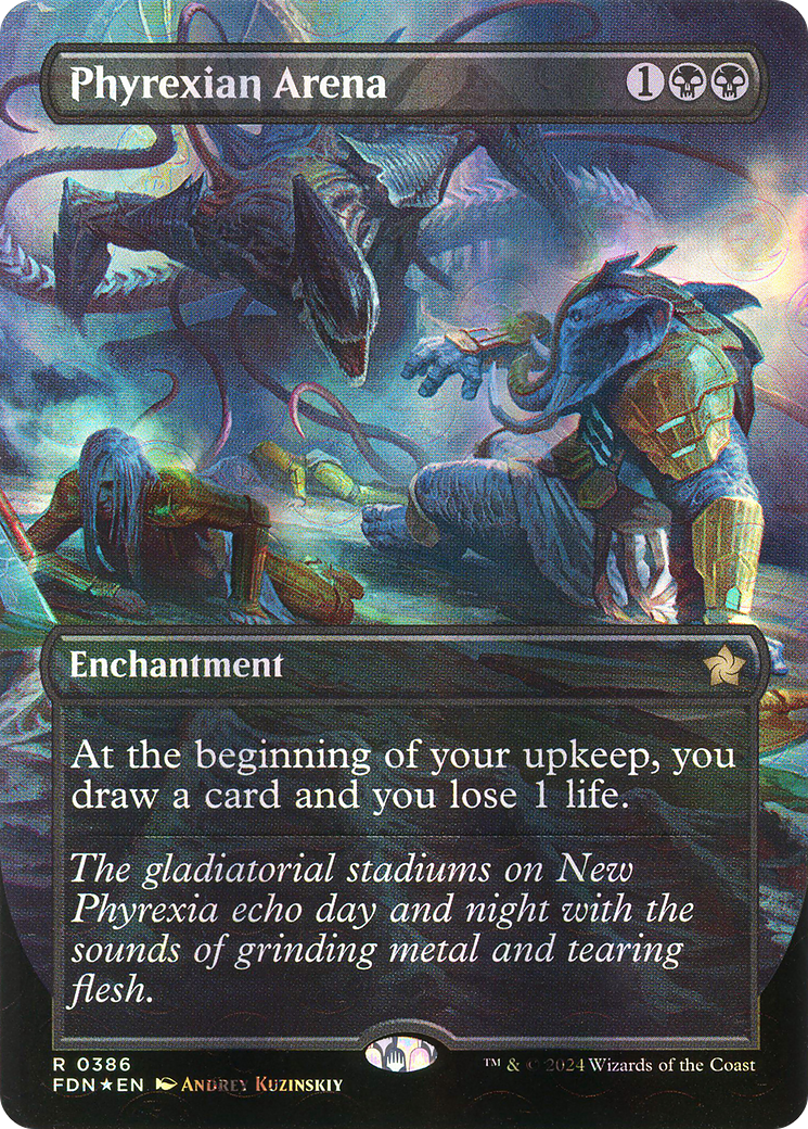Phyrexian Arena (Borderless) (Mana Foil) (FDN-386) - Foundations: (enchantment) (Borderless) Foil