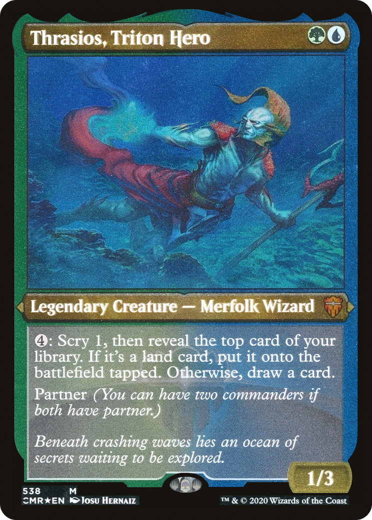 Thrasios, Triton Hero (Foil Etched) (CMR-538) - Commander Legends Etched Foil