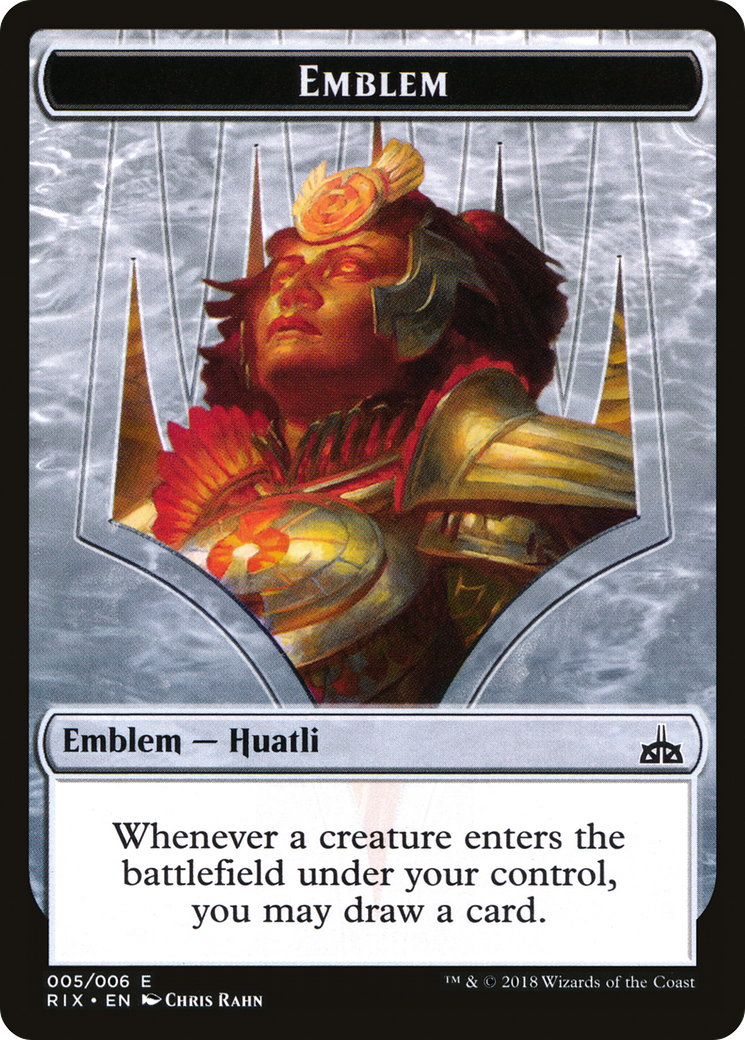 Emblem - Huatli, Radiant Champion (RIX-005) - Rivals of Ixalan Tokens