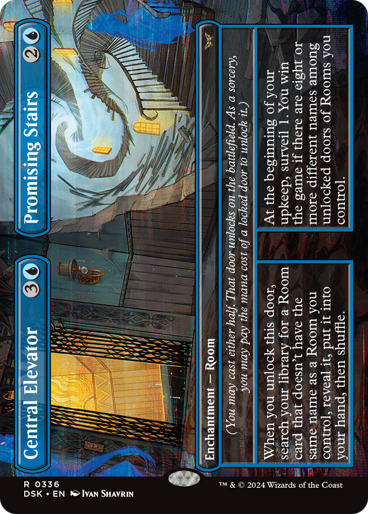 Central Elevator // Promising Stairs (Borderless) (DSK-336) - Duskmourn: House of Horror (Borderless)