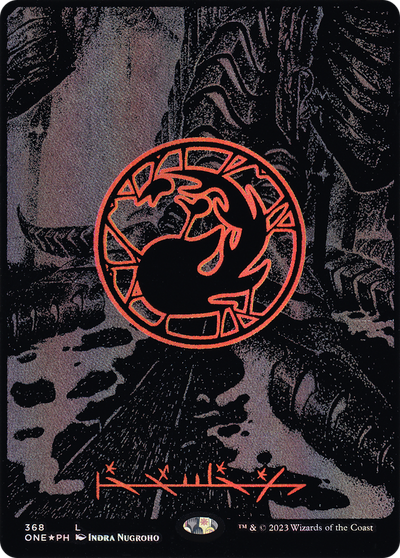 Mountain (368) (Oil Slick Raised Foil) [Phyrexia: All Will Be One]