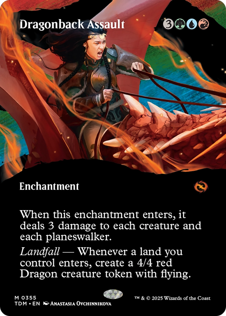 Dragonback Assault (Borderless) (TDM-355) - Tarkir: Dragonstorm: (Showcase, enchantment) (Borderless) Foil