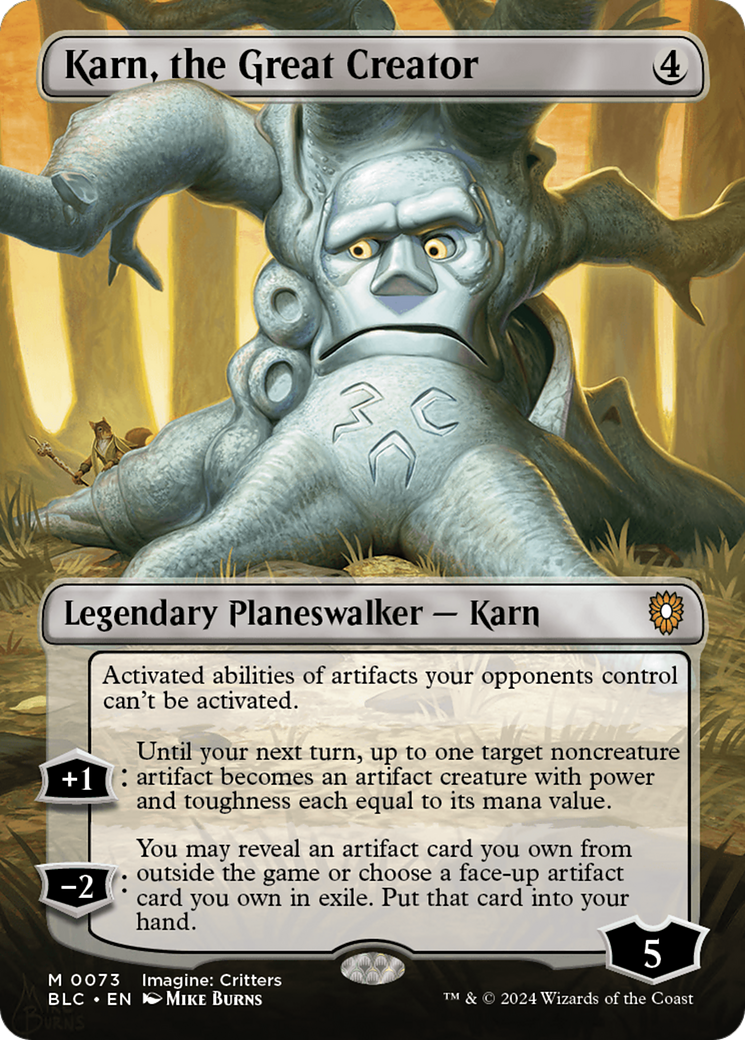 Karn, the Great Creator (Borderless) (BLC-073) - Bloomburrow Commander (Borderless)