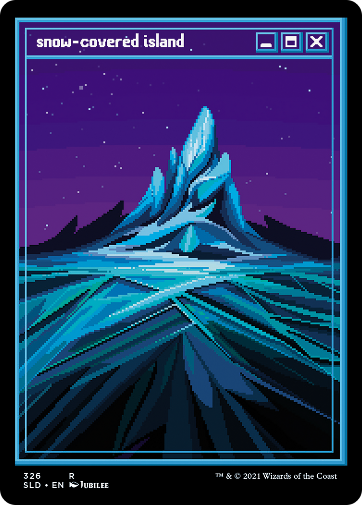 Snow-Covered Island (PixelSnowLands.jpg) (SLD-326) - Secret Lair Drop Etched Foil
