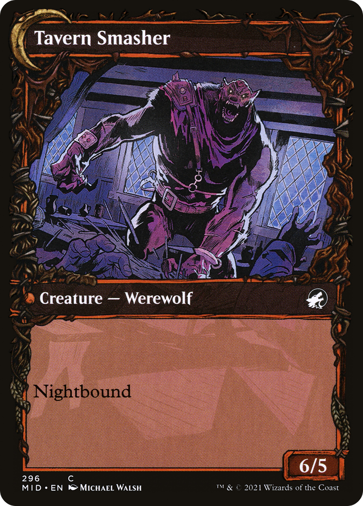 Tavern Ruffian (Showcase) (MID-296) - Innistrad: Midnight Hunt: (Showcase, Double Faced Transform) Foil