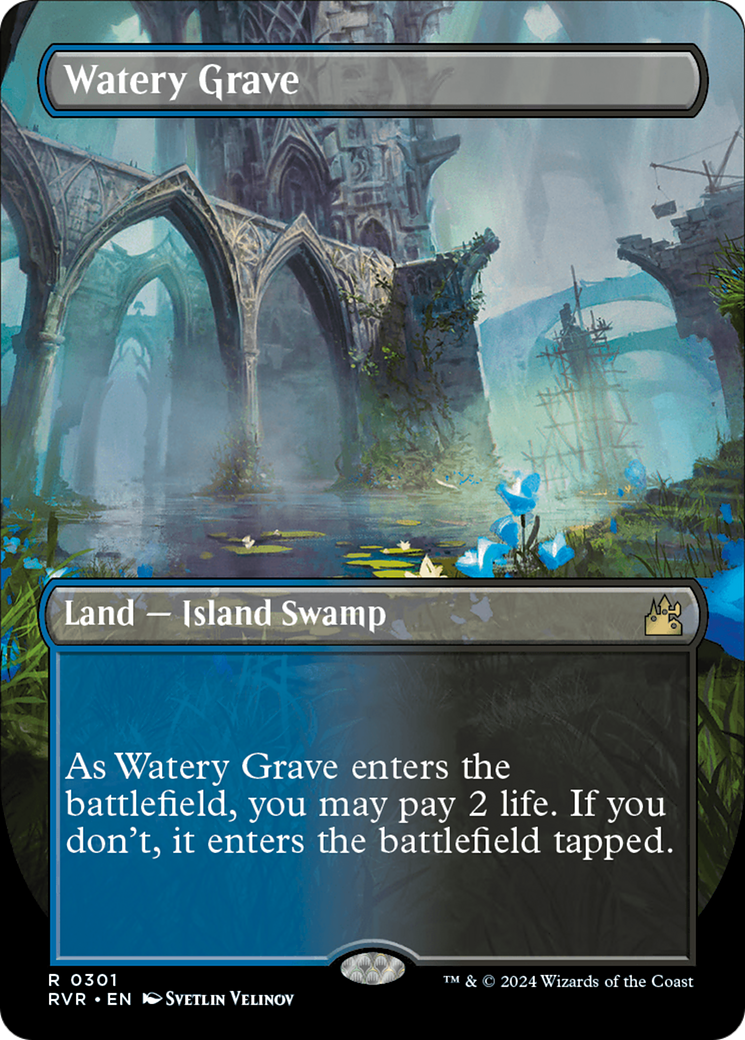 Watery Grave (Borderless) (RVR-301) - Ravnica Remastered (Borderless) Foil