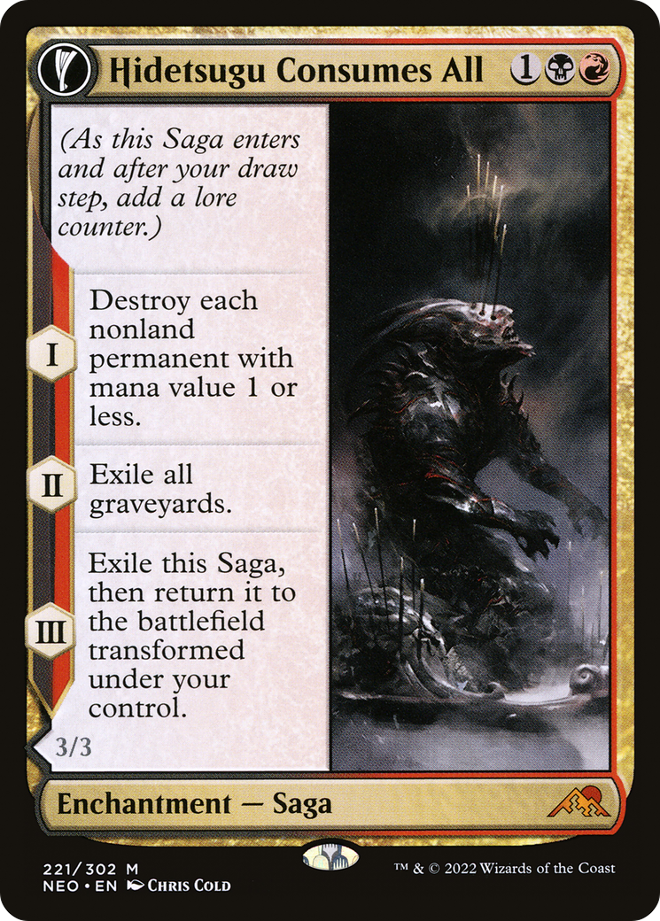 Hidetsugu Consumes All (NEO-221) - Kamigawa: Neon Dynasty: (fandfc, enchantment) Foil