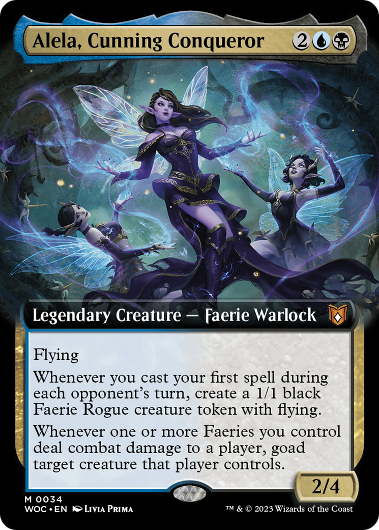 Alela, Cunning Conqueror (Extended Art) (WOC-034) - Wilds of Eldraine Commander: (Extended Art)