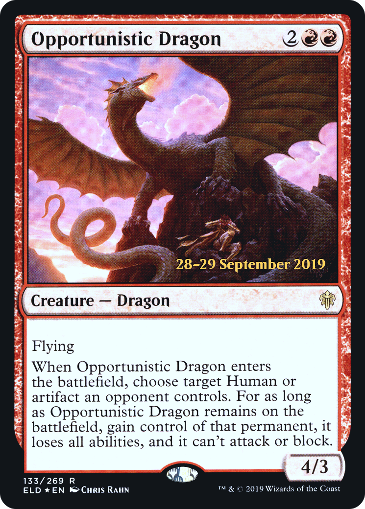 Opportunistic Dragon (PRE-133) - Throne of Eldraine Promos Foil