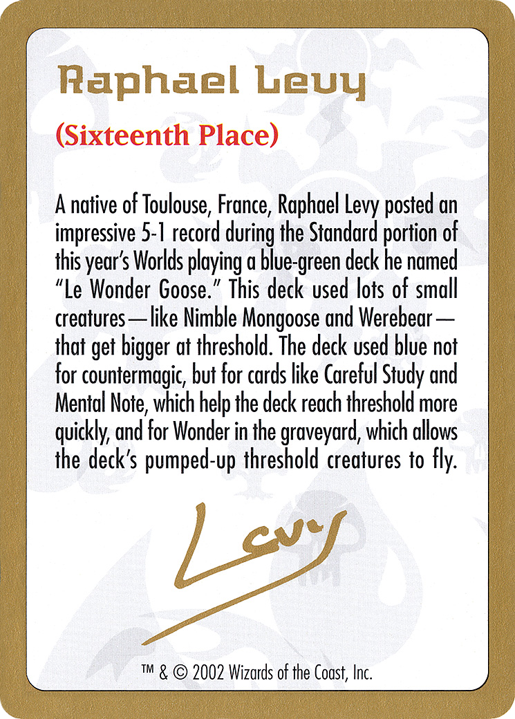 2002 Raphael Levy Biography Card (WCD-) - World Championship Decks 2002