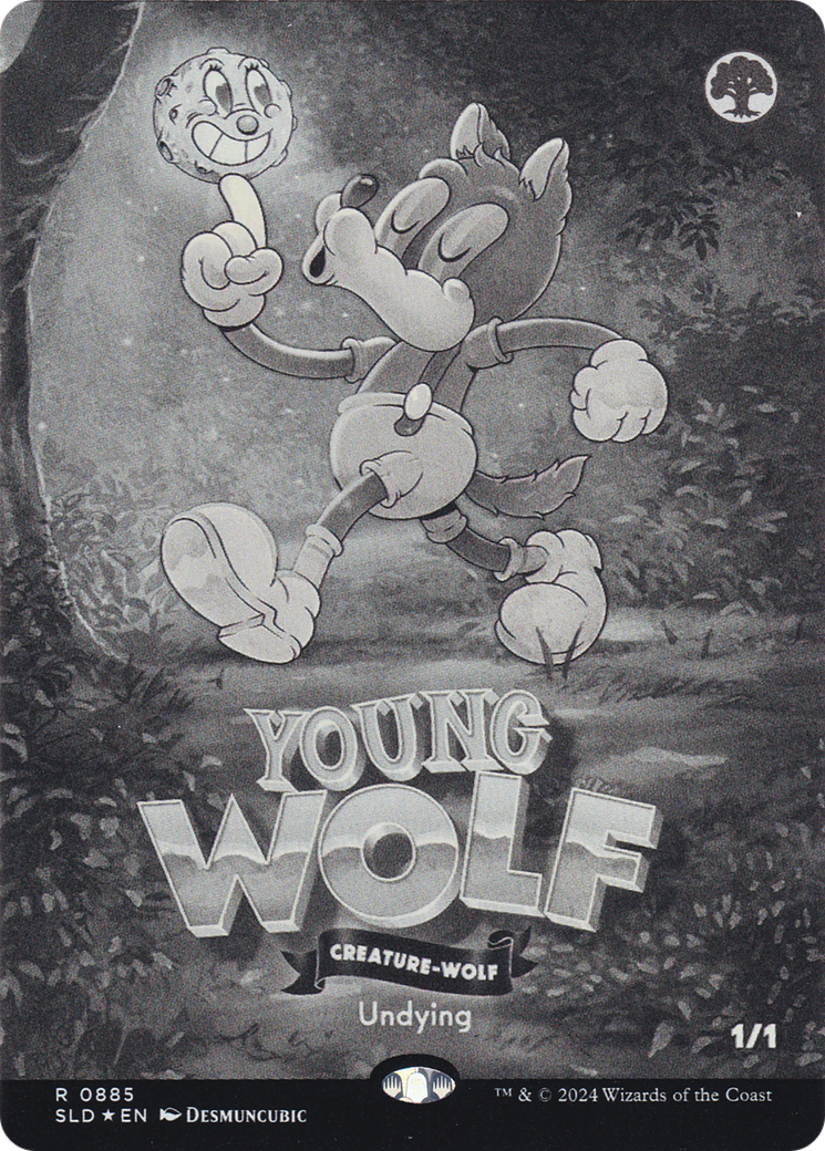 Young Wolf (Black & White Foil) (SLD-885) - Secret Lair Drop (Borderless) Foil