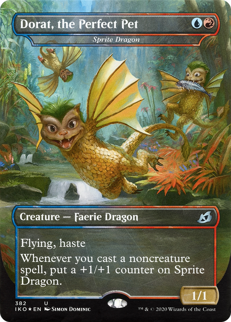Dorat, the Perfect Pet - Sprite Dragon (IKO-382) - Ikoria: Lair of Behemoths / Dorat, the Perfect Pet (Borderless) Foil