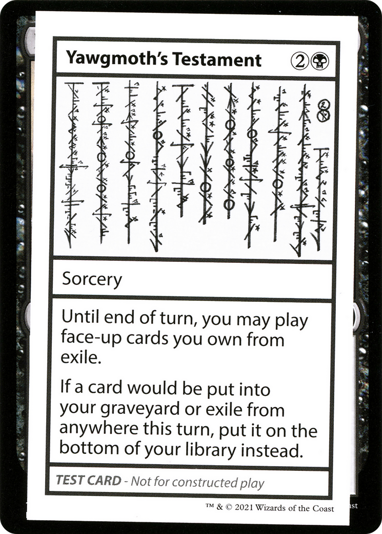 Yawgmoth's Testament (No PW Symbol) (CMB1-052) - Mystery Booster Playtest Cards 2021
