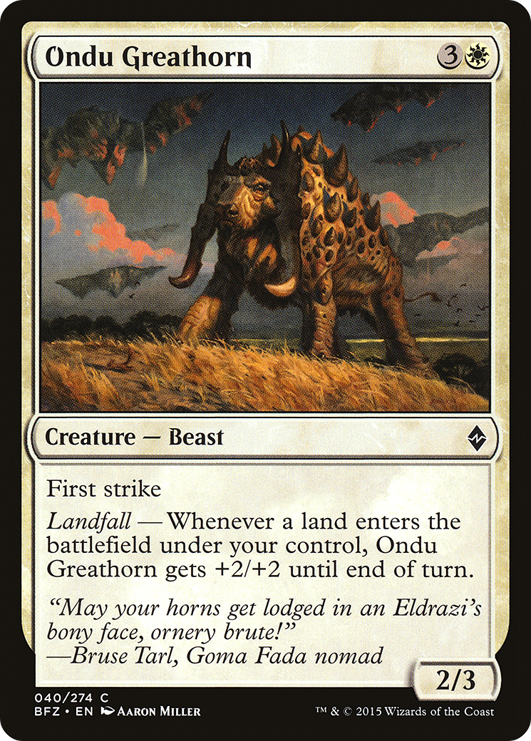 Ondu Greathorn (BFZ-040) - Battle for Zendikar
