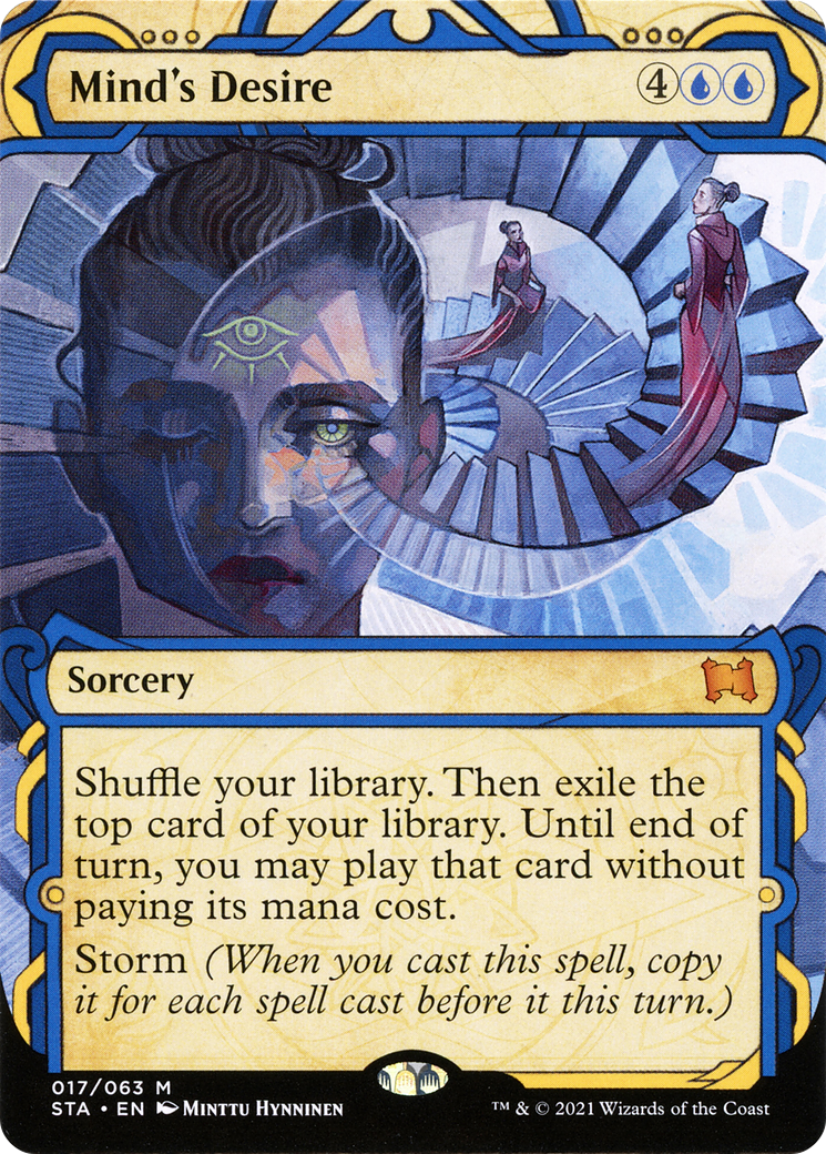 Mind's Desire (STA-017) - Strixhaven Mystical Archive: (Showcase) (Borderless) Etched Foil