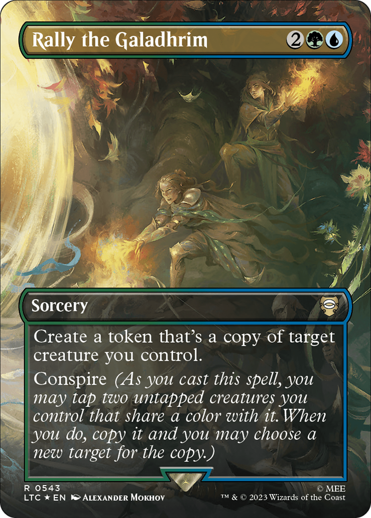 Rally the Galadhrim (Borderless) (Surge Foil) (LTC-543) - Tales of Middle-earth Commander (Borderless) Foil
