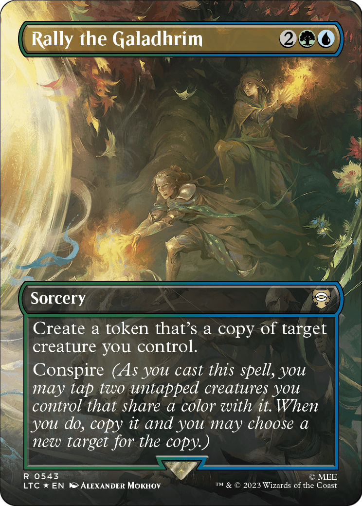 Rally the Galadhrim (Borderless) (Surge Foil) (LTC-543) - Tales of Middle-earth Commander (Borderless) Foil