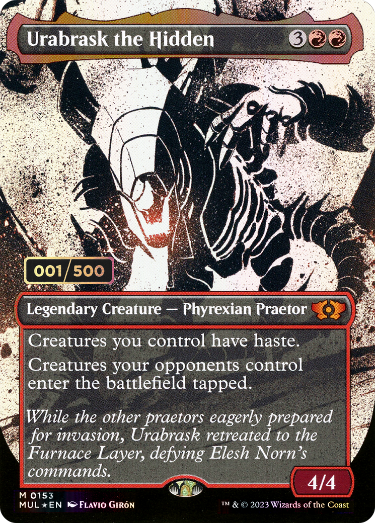 Urabrask the Hidden (Serial Numbered) (MUL-153) - Multiverse Legends: (Showcase) (Borderless) Foil