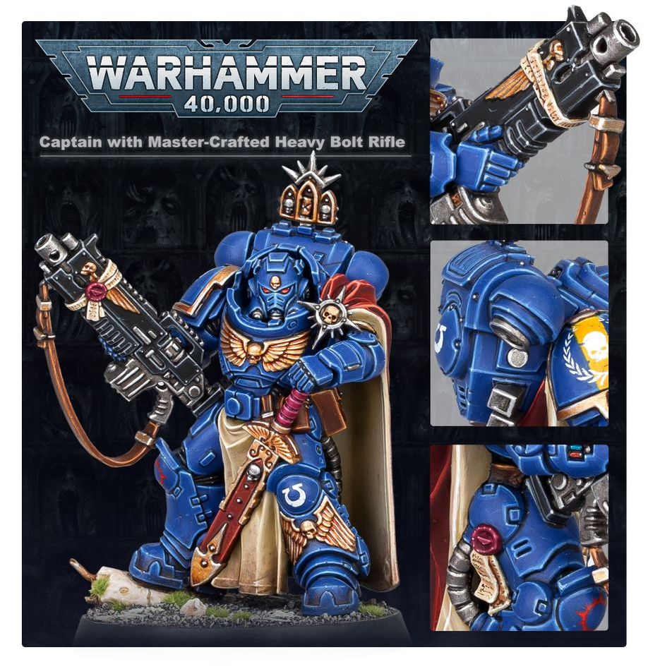 Space Marines: Captain in Gravis Armour with Master-crafted Heavy Bolt Rifle