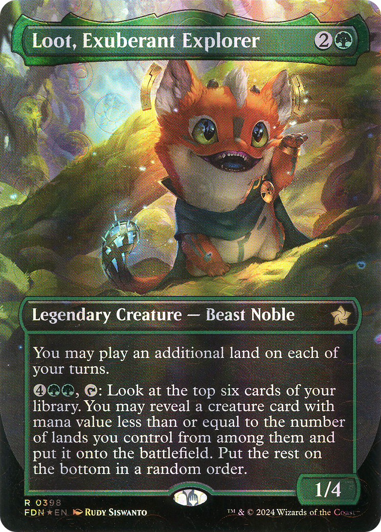 Loot, Exuberant Explorer (Borderless) (Mana Foil) (FDN-398) - Foundations (Borderless) Foil